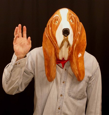 Wearing the Basset Hound Mask