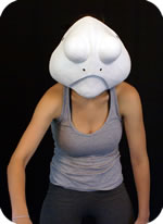 Larval 13 theater mask being worn