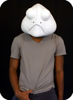 Larval 13 theater mask being worn