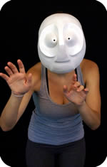 Larval 1 theater mask being worn