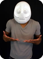 Larval 1 theater mask being worn