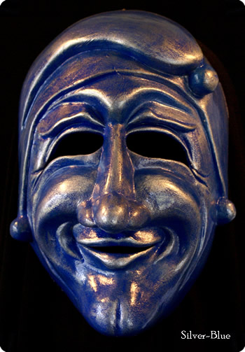 Mardi Gras Man Mask, Silver-Blue